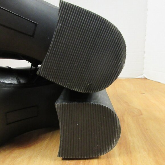 HOUSE OF HARLOW 1960 Hawthorne Black Leather Ankle Boot Size 9 Platform Bootie - Picture 12 of 16